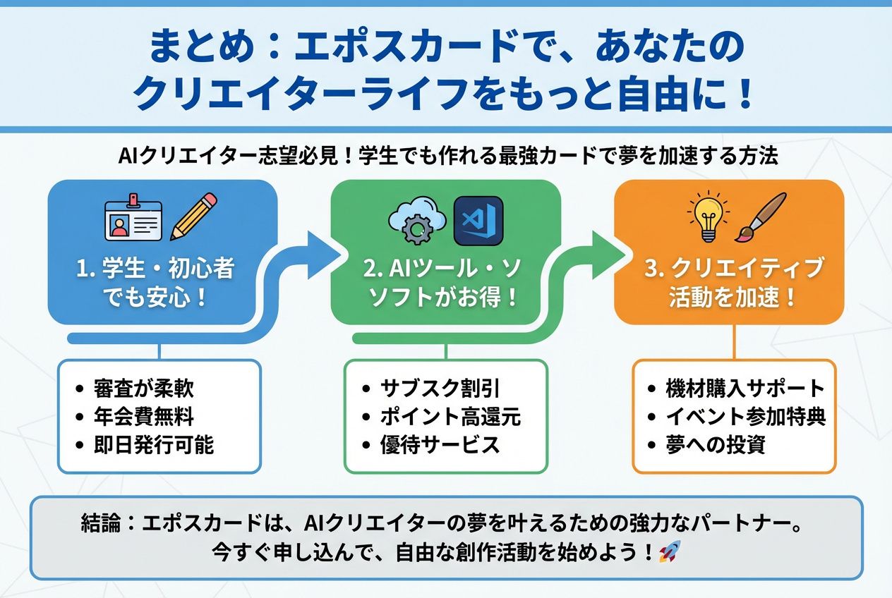 AI画像生成 まとめ：エポスカードで、あなたのクリエイターライフをもっと自由に！