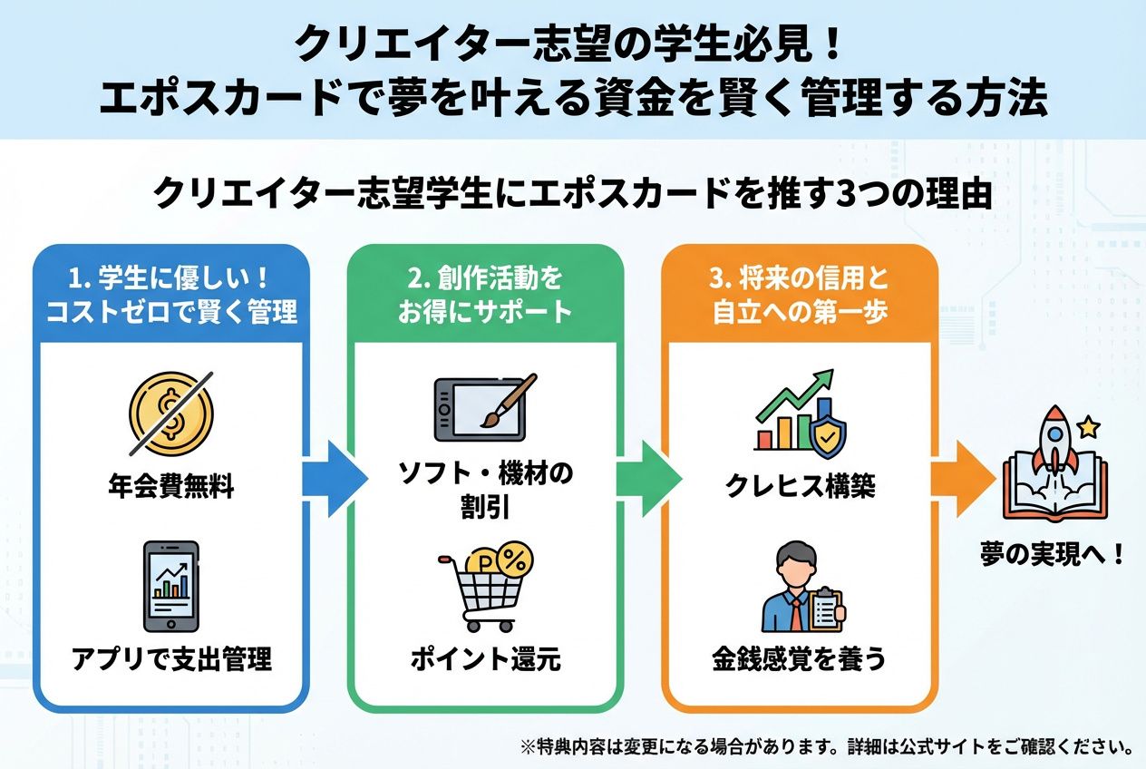大学生活・新生活 クリエイター志望学生にエポスカードを推す3つの理由