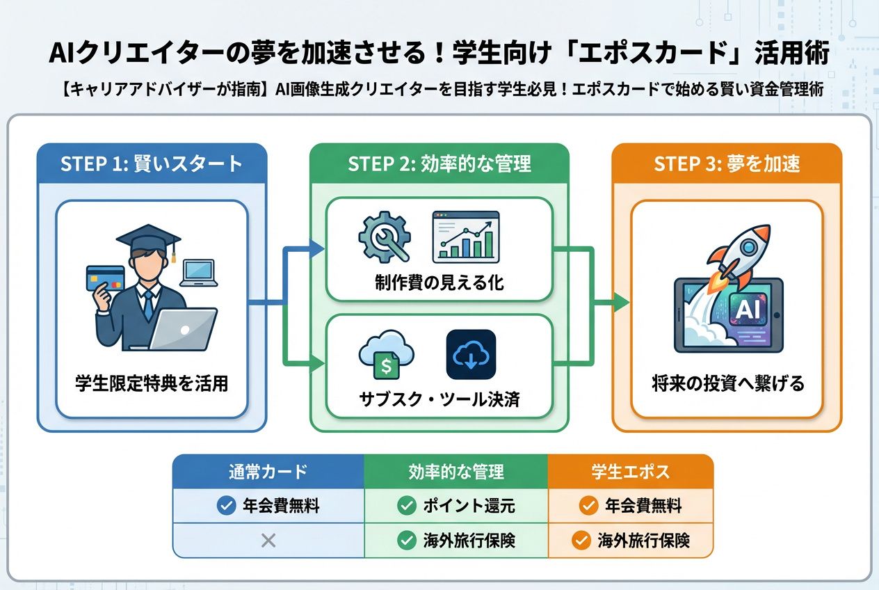 AI画像生成 AIクリエイターの夢を加速させる!学生向け「エポスカード」活用術