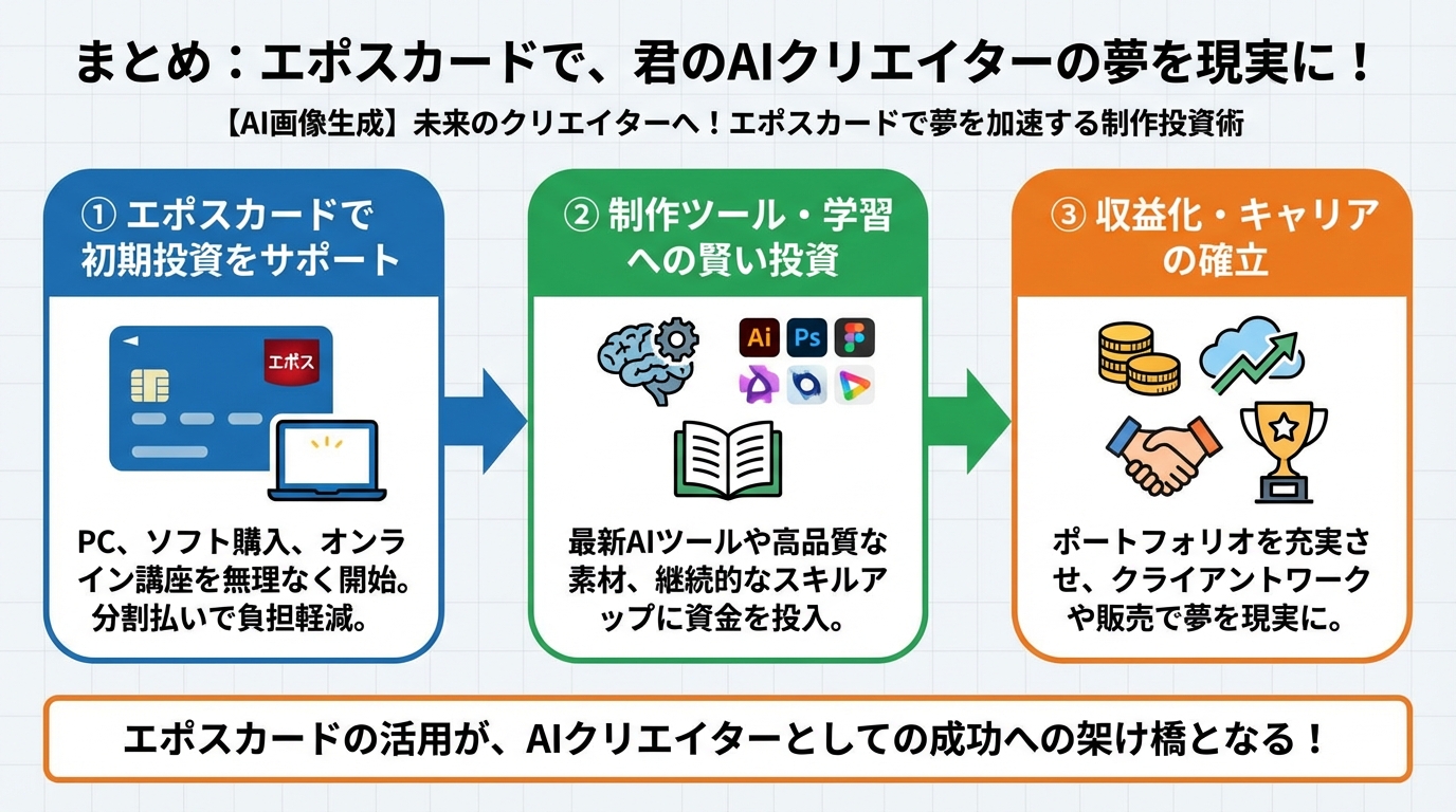 AI画像生成 まとめ:エポスカードで、君のAIクリエイターの夢を現実に!