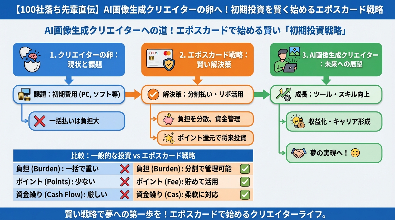 AI画像生成 AI画像生成クリエイターへの道！エポスカードで始める賢い「初期投資戦略」