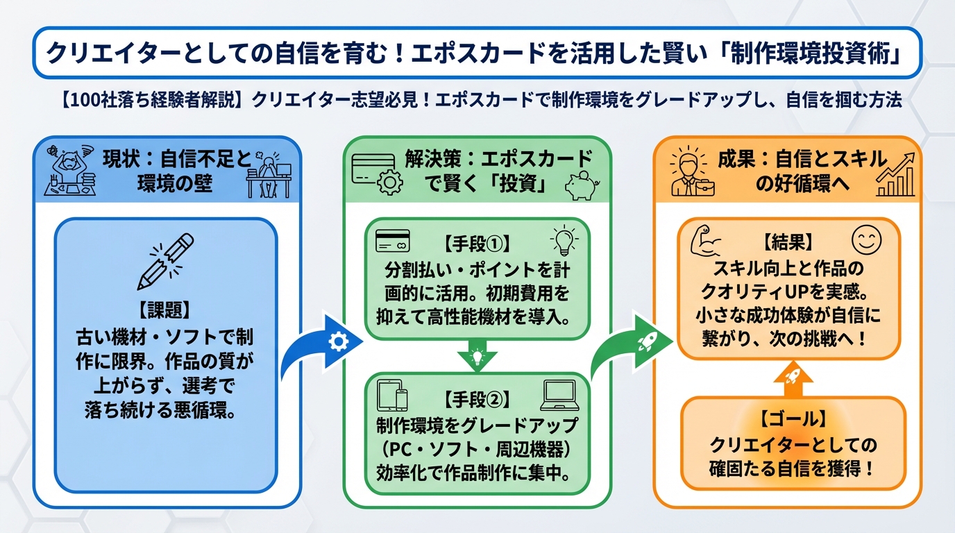 副業・クリエイター クリエイターとしての自信を育む！エポスカードを活用した賢い「制作環境投資術」