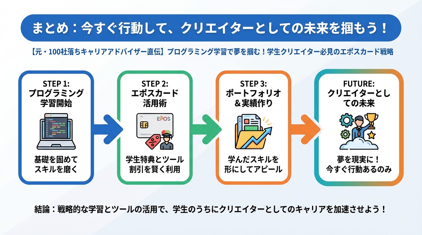 プログラミング学習 まとめ:今すぐ行動して、クリエイターとしての未来を掴もう!