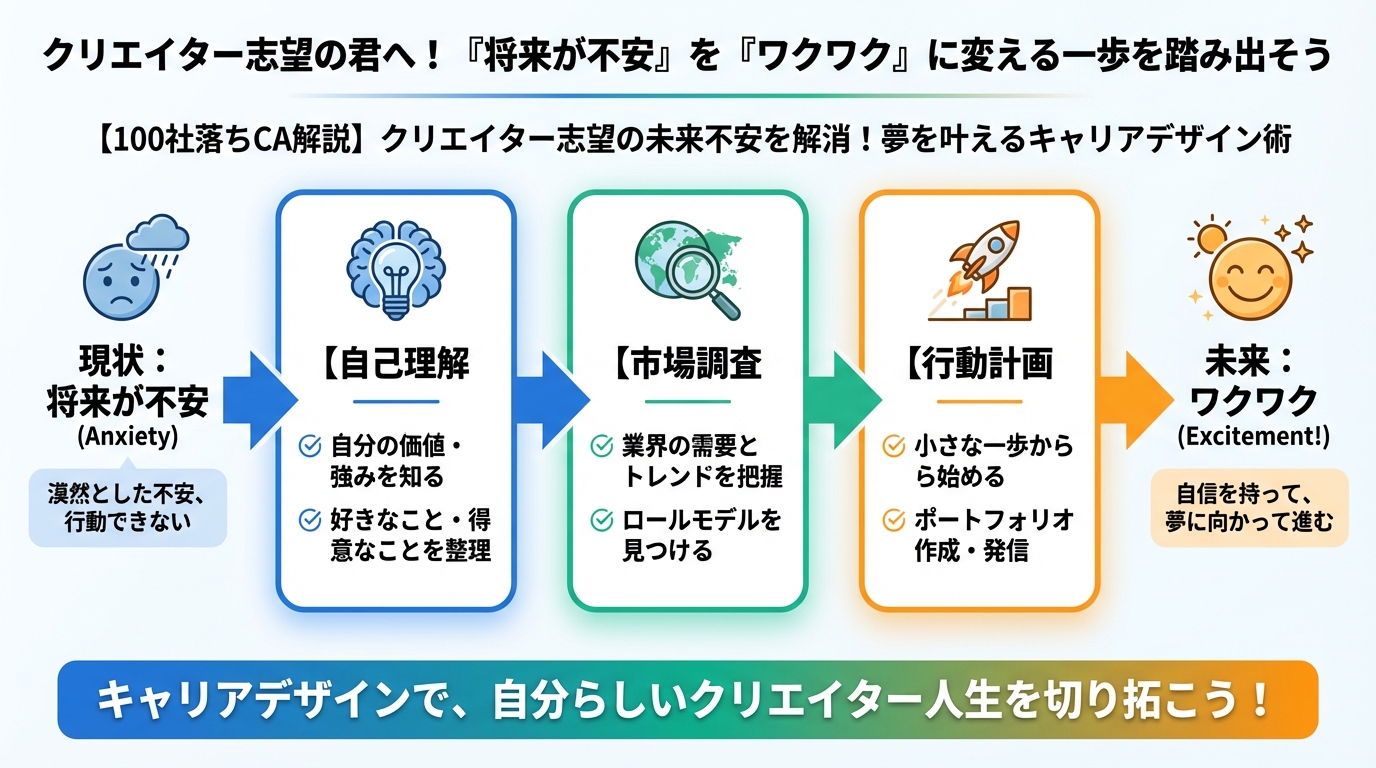 大学生活・新生活 クリエイター志望の君へ!「将来が不安」を「ワクワク」に変える一歩を踏み出そう