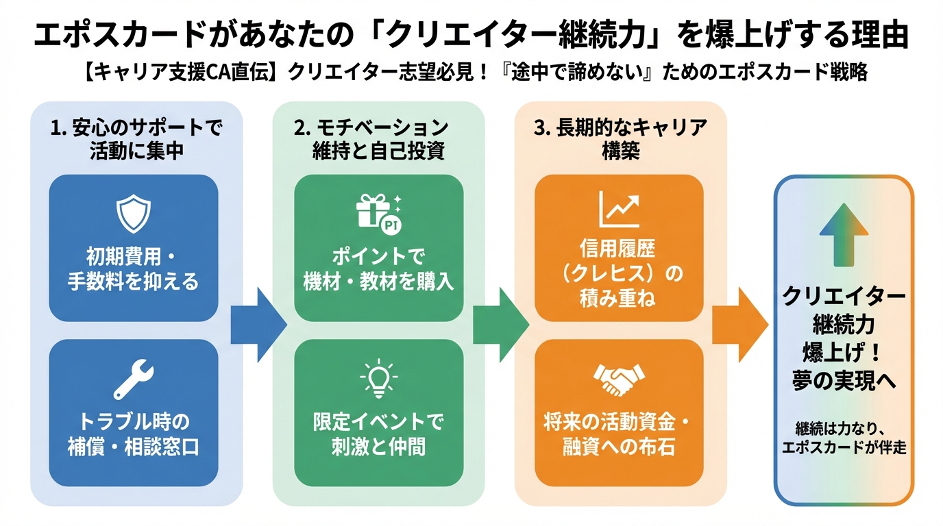 大学生活・新生活 エポスカードがあなたの「クリエイター継続力」を爆上げする理由