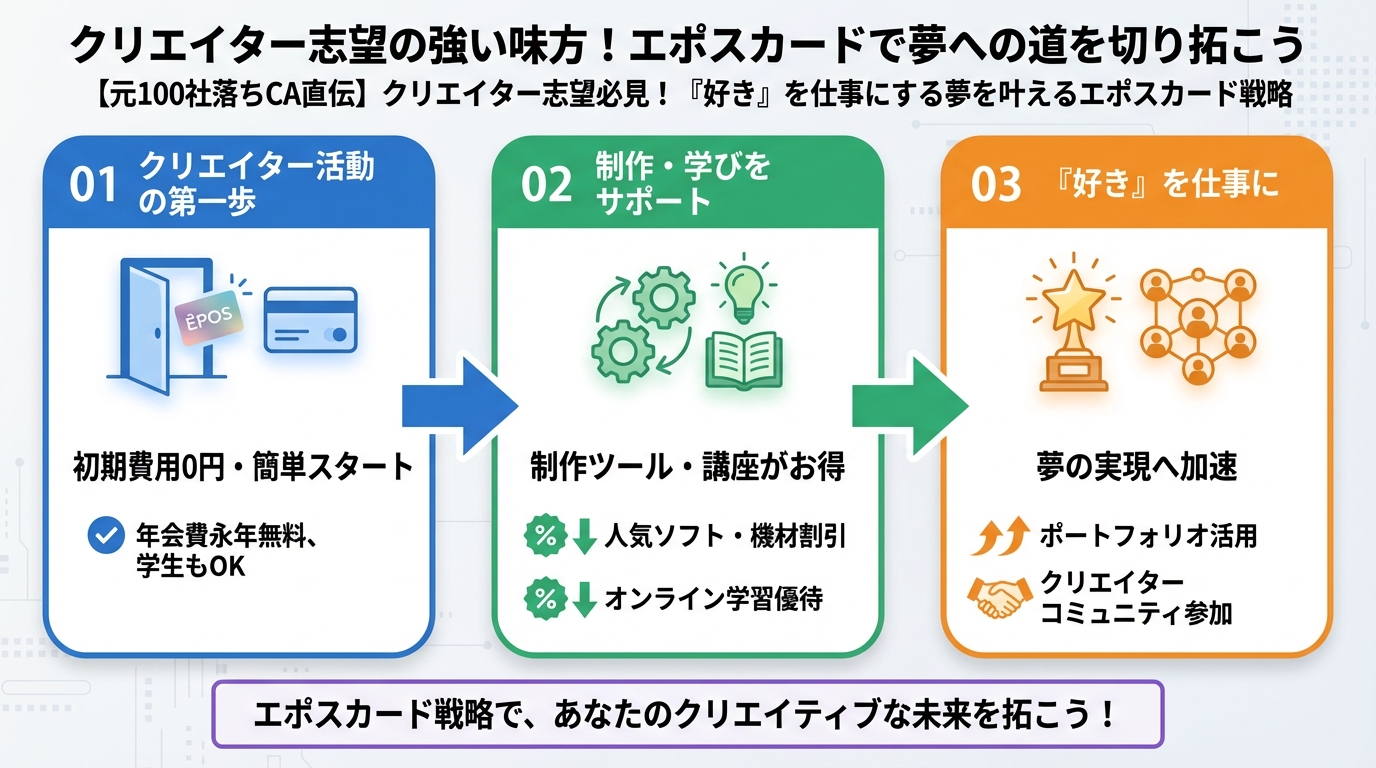 副業・クリエイター クリエイター志望の強い味方!エポスカードで夢への道を切り拓こう