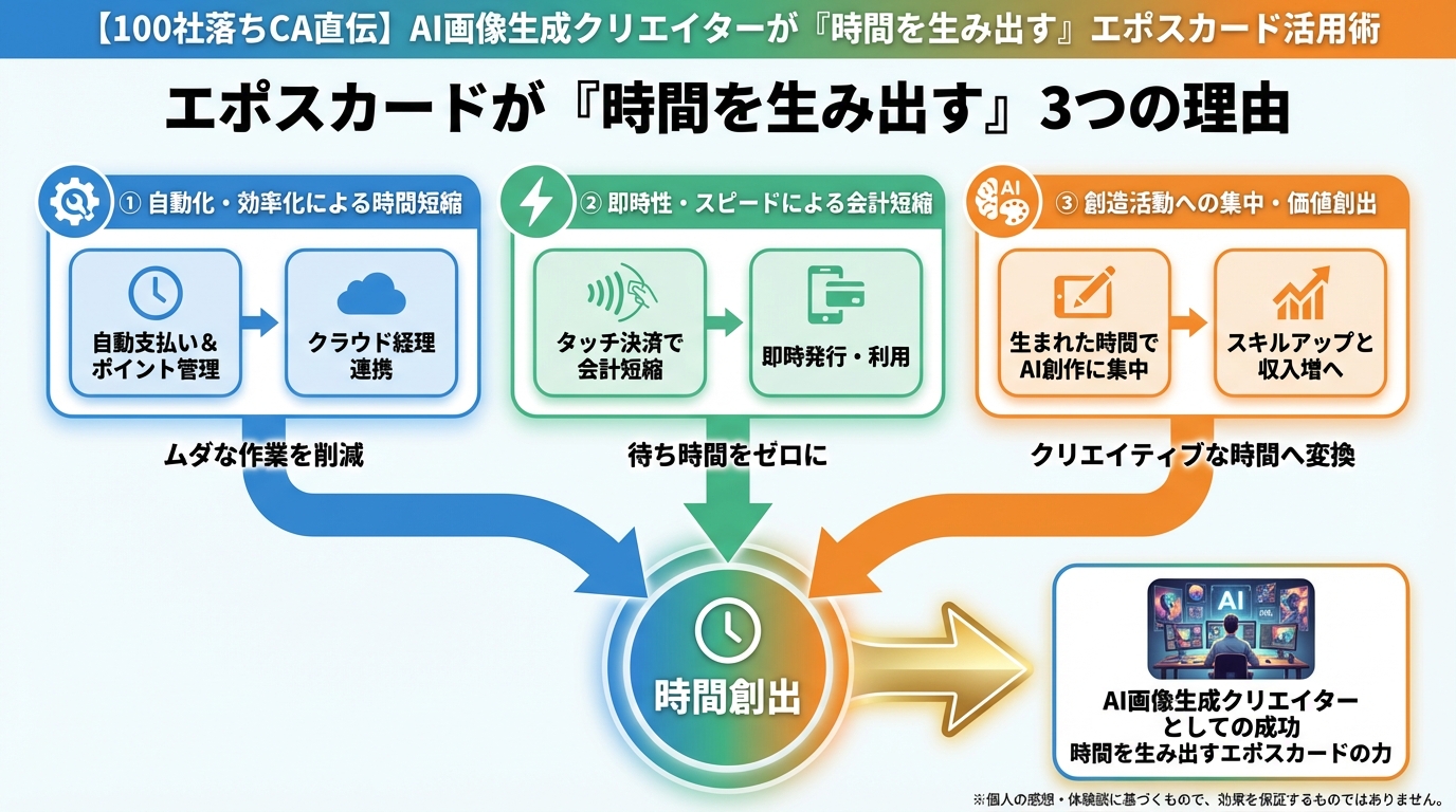 AI画像生成 エポスカードが『時間を生み出す』3つの理由