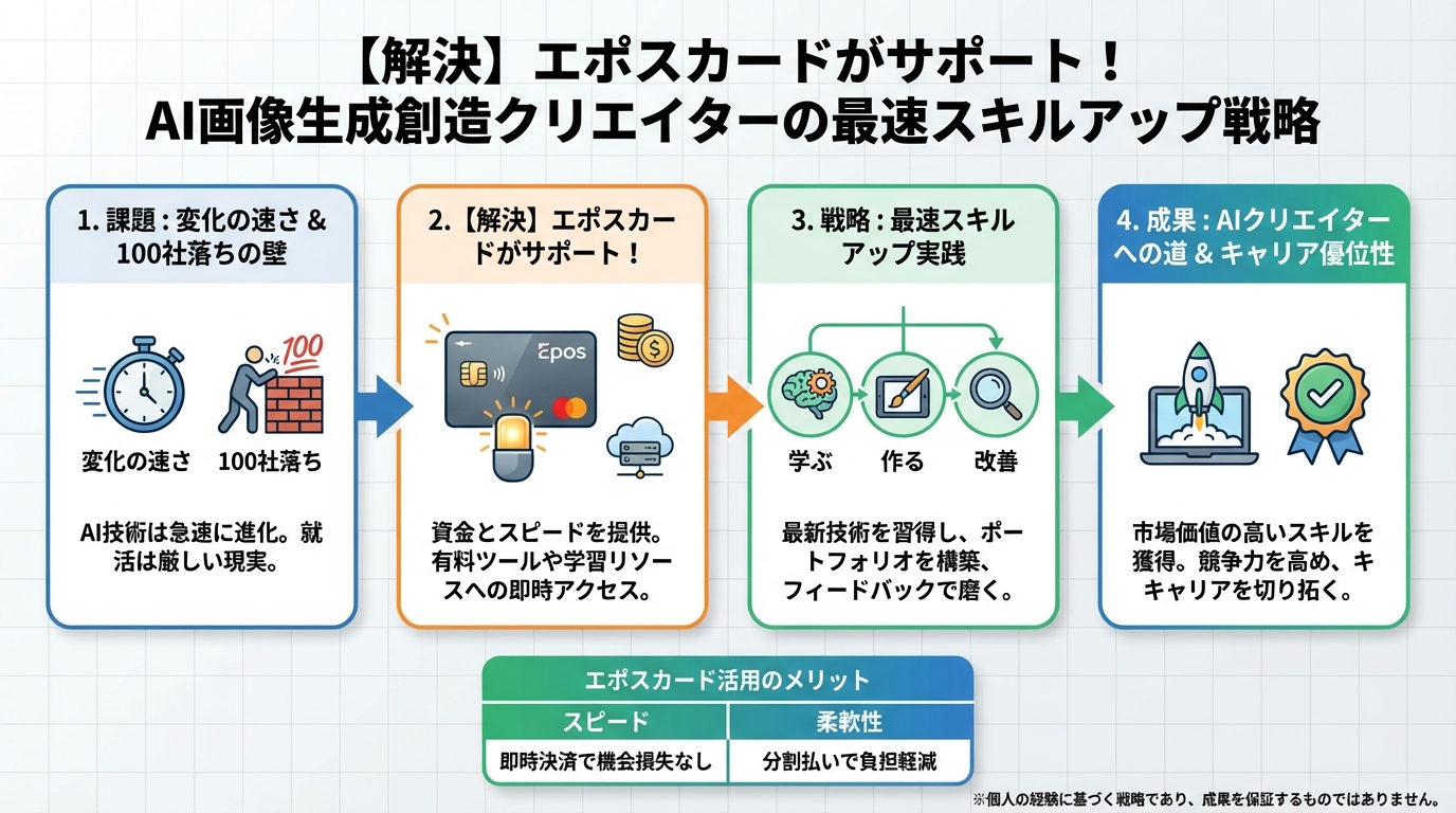 AI画像生成 【解決】エポosカードがサポート!AI画像生成クリエイターの最速スキルアップ戦略