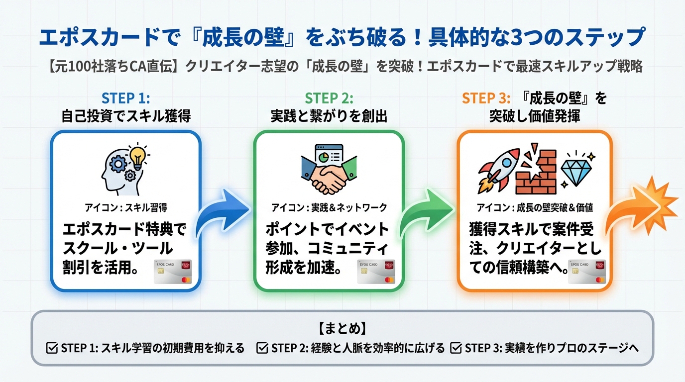 大学生活・新生活 エポスカードで「成長の壁」をぶち破る！具体的な3つのステップ