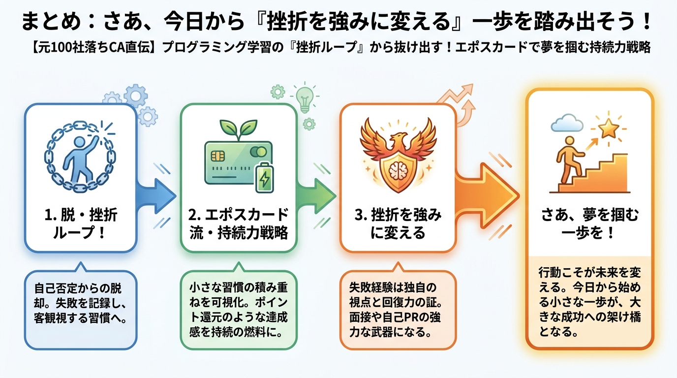 プログラミング学習 まとめ：さあ、今日から『挫折を強みに変える』一歩を踏み出そう！