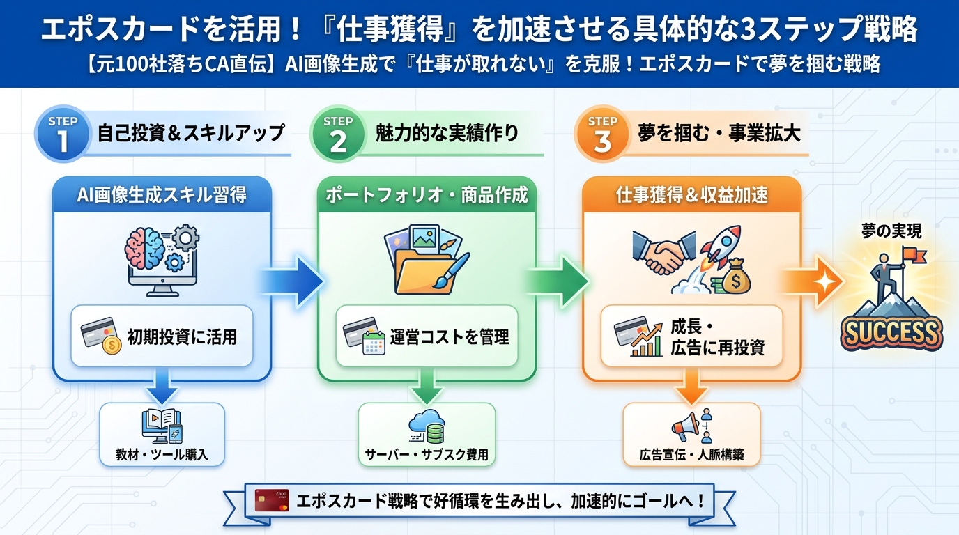 AI画像生成 エポスカードを活用！『仕事獲得』を加速させる具体的な3ステップ戦略